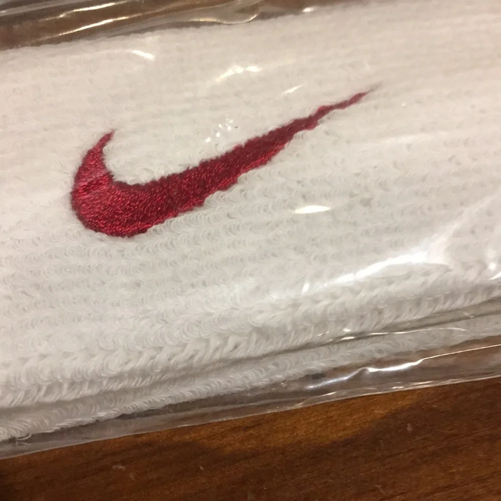 Nike Swoosh headband head sweat band X 3 white red men’s women’s terry cloth
